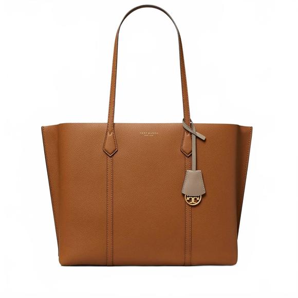 NEW TORY BURCH women's perry triple compartment tote bag in light umber - Picture 1 of 4